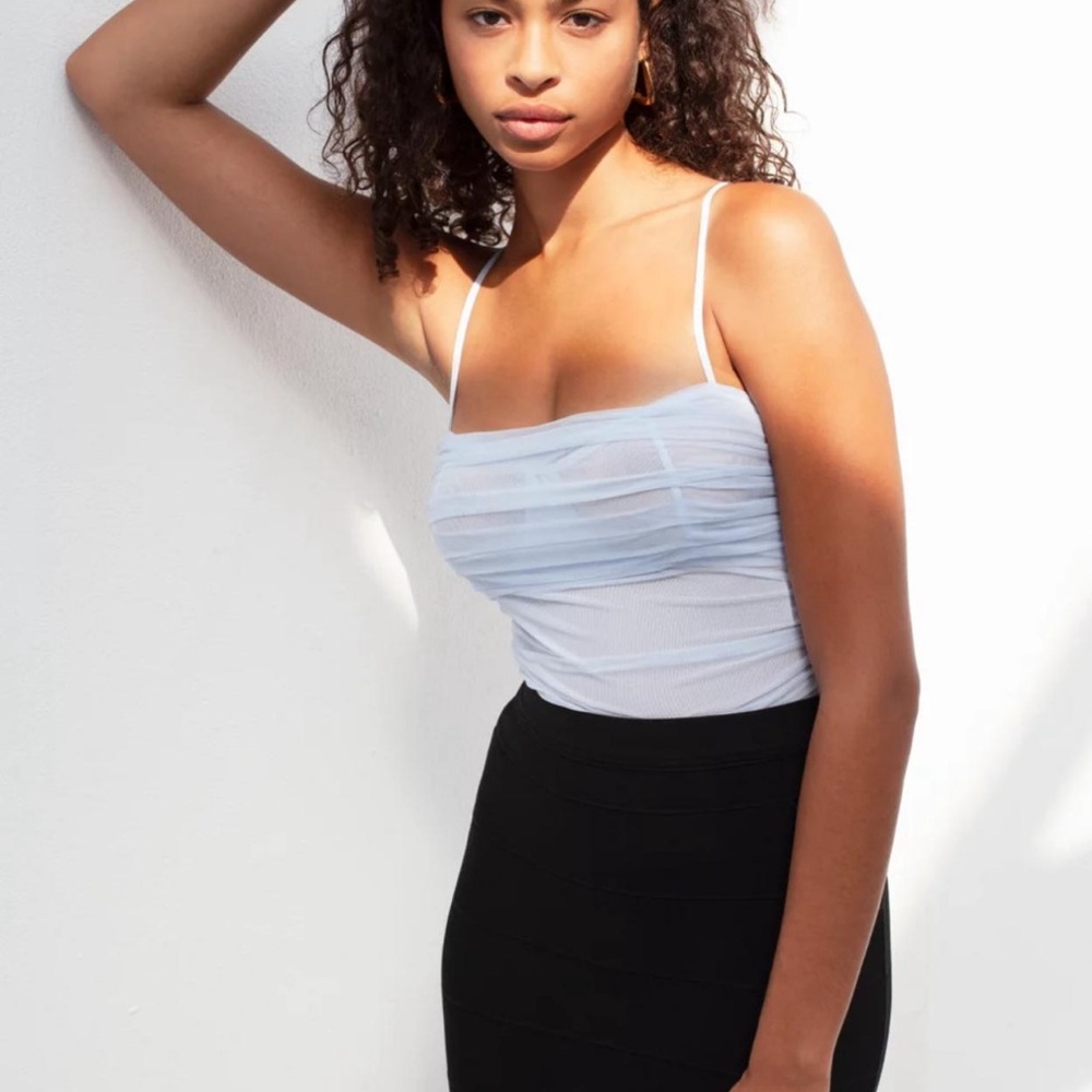 Aritzia Blue Fitted Ruched Camisole